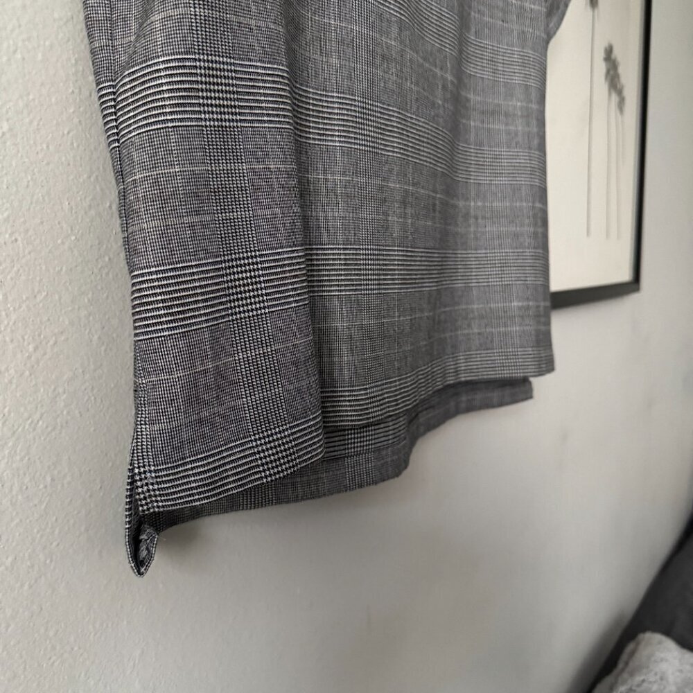 Zara | EUC Plaid Houndstooth Short Sleeve T-Shirt Blouse in Gray/Black Large - Picture 7 of 10